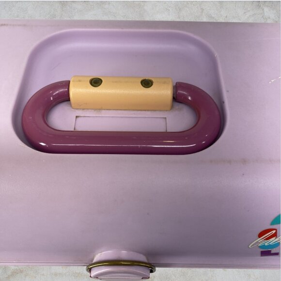 VINTAGE CABOODLE CASE -- 1980's Make Up Case, Purple/Pink, Original Owner - Picture 3 of 16